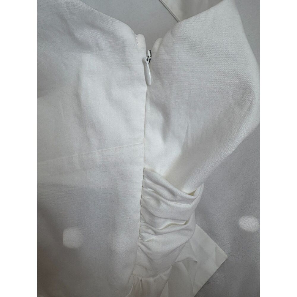 New White Mini Bubble Skirt Dress Bow Back Size M Girly Feminine Romantic Cute - Picture 7 of 11